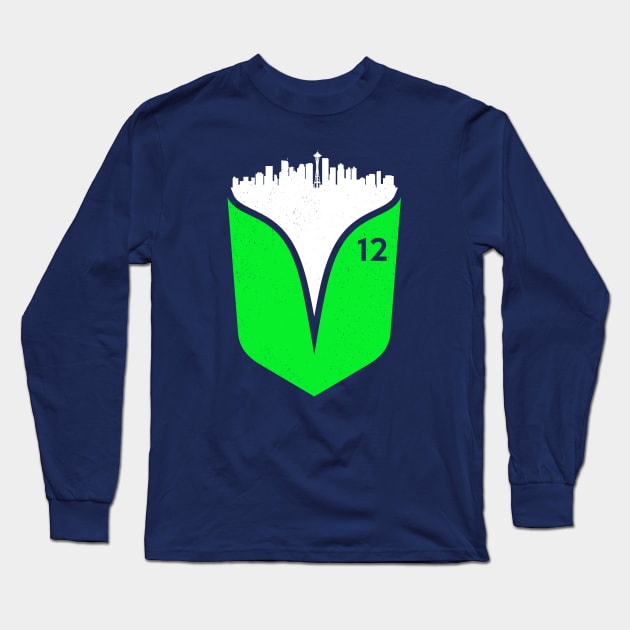 Seattle Feather Skyline - on Dark Long Sleeve T-Shirt by humbulb